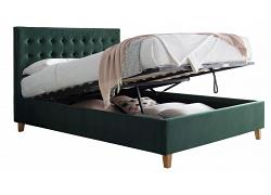 4ft6 Double Kingston Green Velvet Ottoman Storage Bed Frame 1